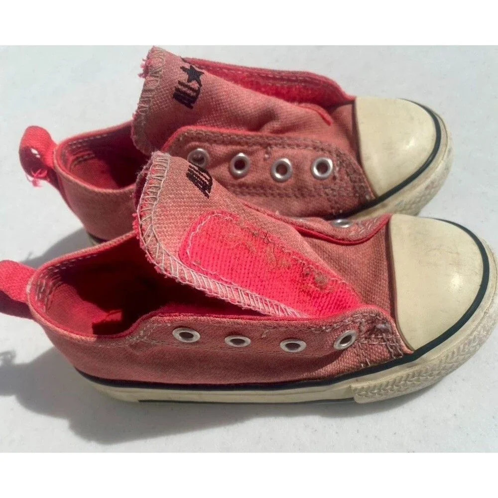 Girl's Converse All Star Simple Slip On Toddler Sz 8 Athletic Pink No Lace Shoes